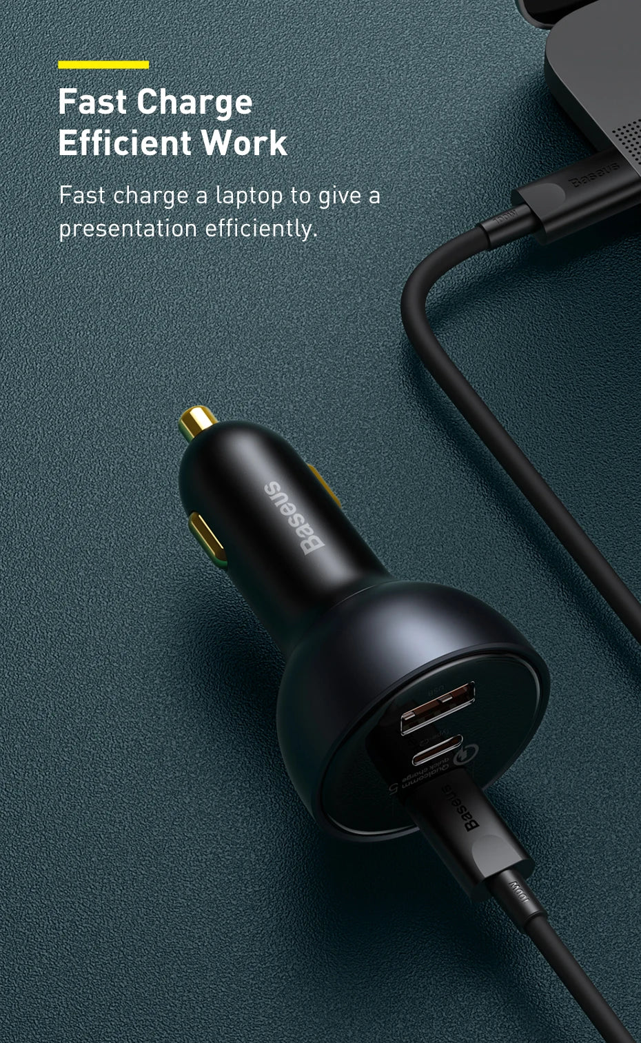 Baseus 160W USB Car Charger QC5.0 Fast Charging for iPhone