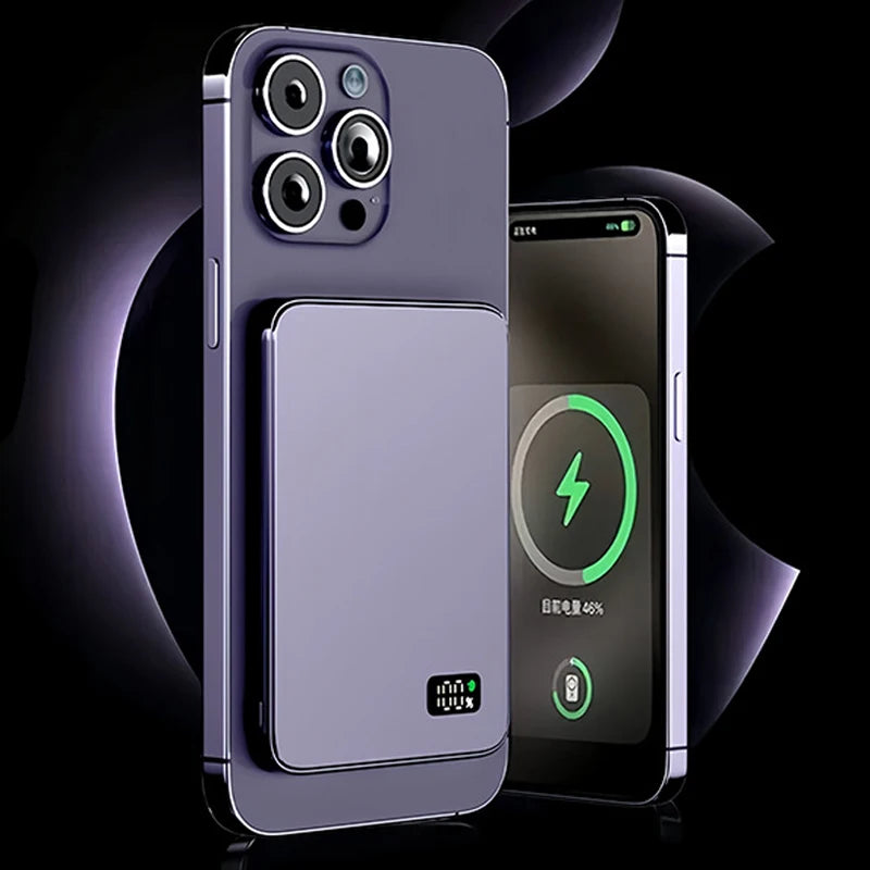 Ultra Thin Power Bank for MagSafe Magnetic Wireless Fast Charging LED Display