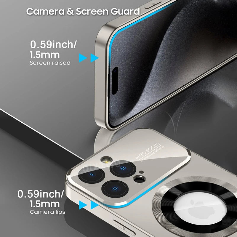 Luxury Glass Lens MagSafe Wireless Charging iPhone Case