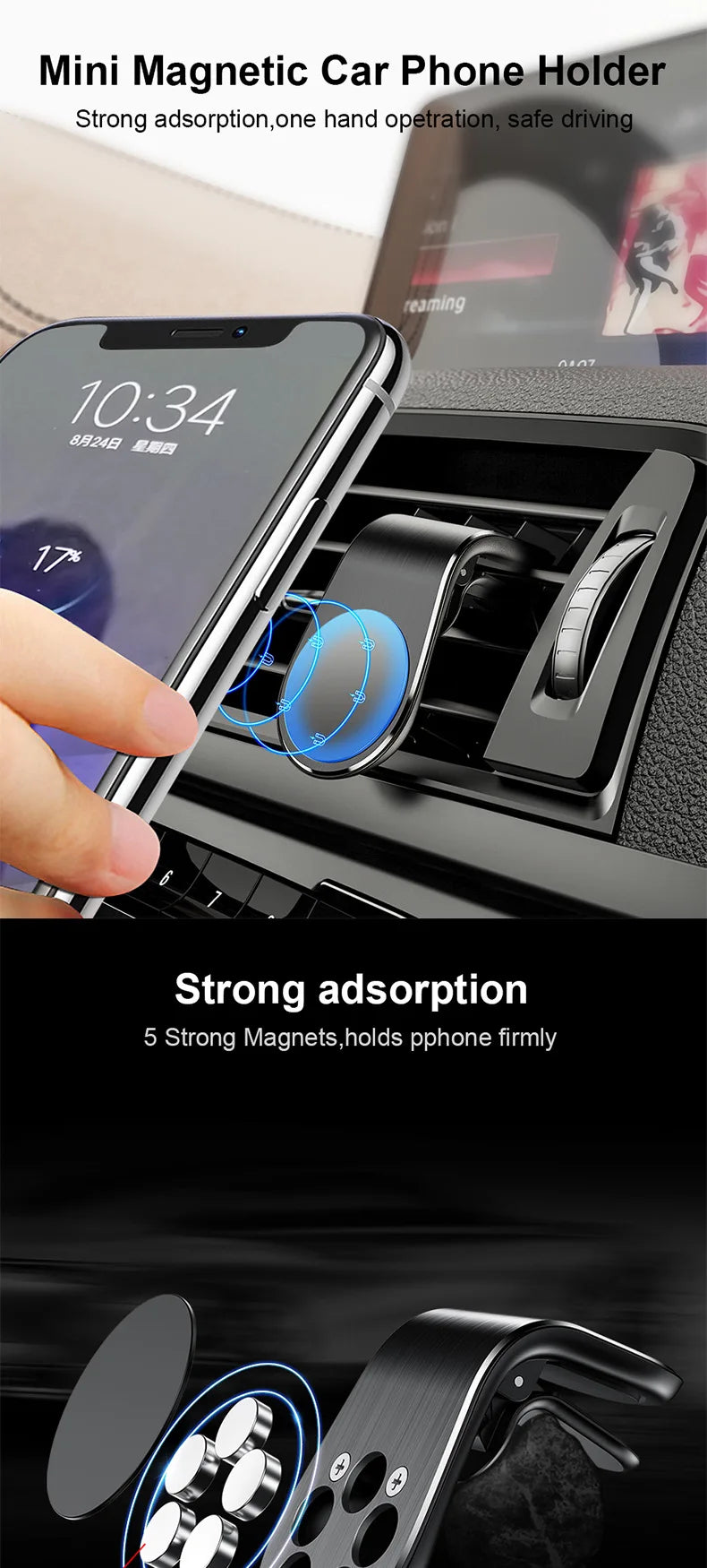 Magnetic Car Phone Holder | Flexible Phone Holder for Car