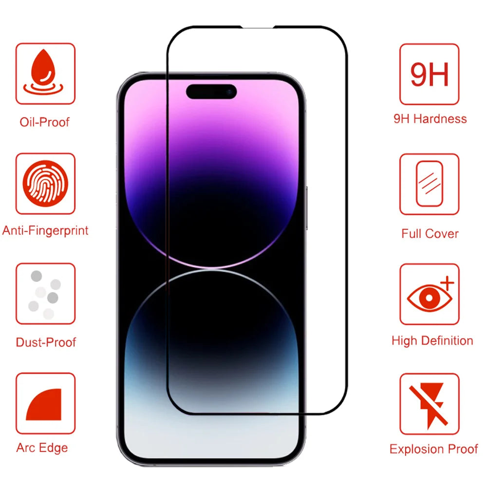 1~3 PCS protector pantalla For IPhone 16 15 14 13 12 11 Pro Max Tempered Glass iPhone 15 Pro max Screen Protector iPhone13 Mini Cristal templado iPhone14 PlusFilm iPhone15 ProMax Original Phone Film & Camera Protectors