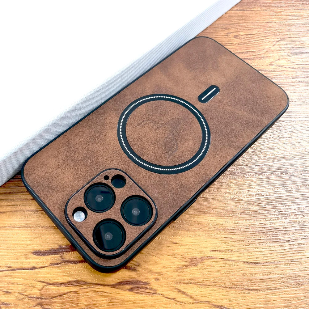 Luxury PU Leather Deer MagSafe Case iPhone 16–12 Pro