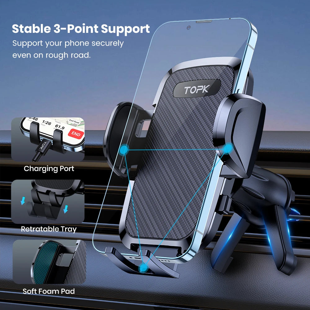 TOPK Car Magnet Phone Mount Flexible Holder for Car Air Vent