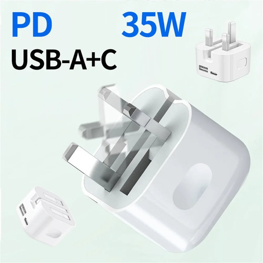 Fast USB C Power Adapter UK Plug 20W 25W iPhone Samsung