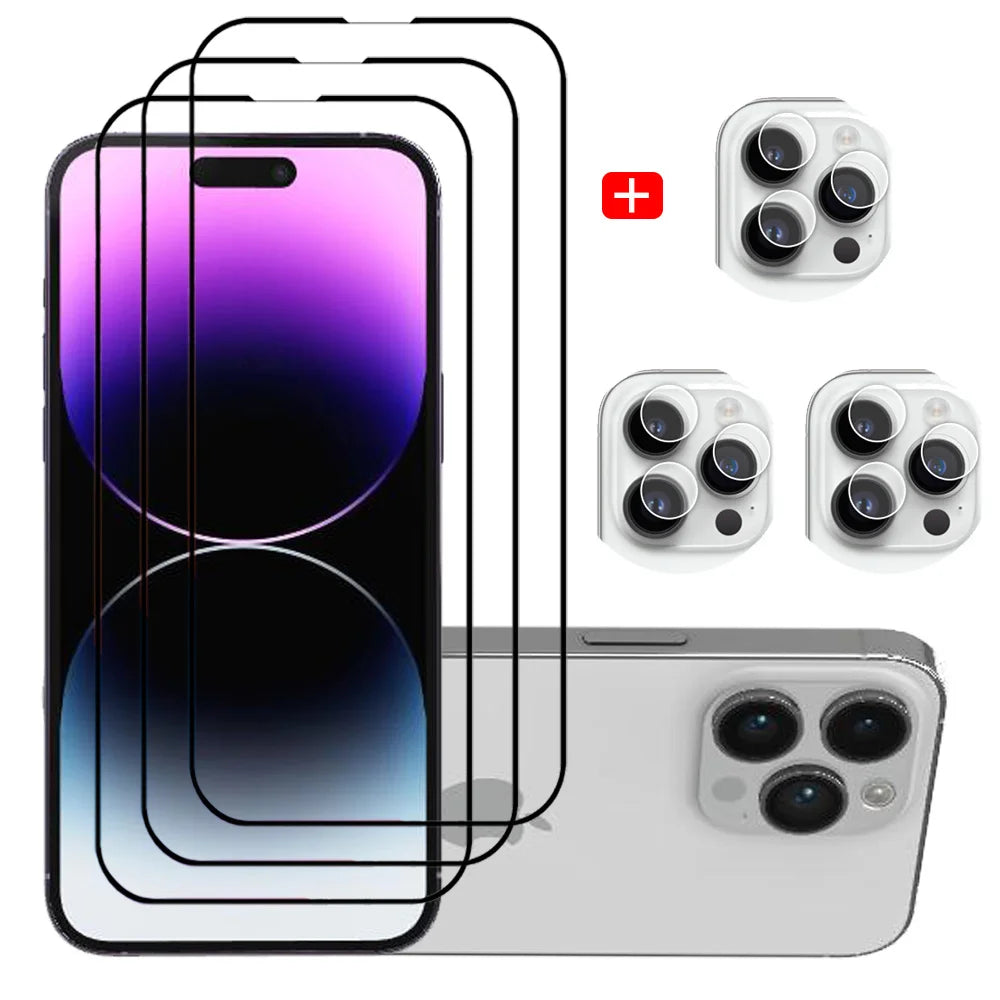 1~3 PCS protector pantalla For IPhone 16 15 14 13 12 11 Pro Max Tempered Glass iPhone 15 Pro max Screen Protector iPhone13 Mini Cristal templado iPhone14 PlusFilm iPhone15 ProMax Original Phone Film & Camera Protectors