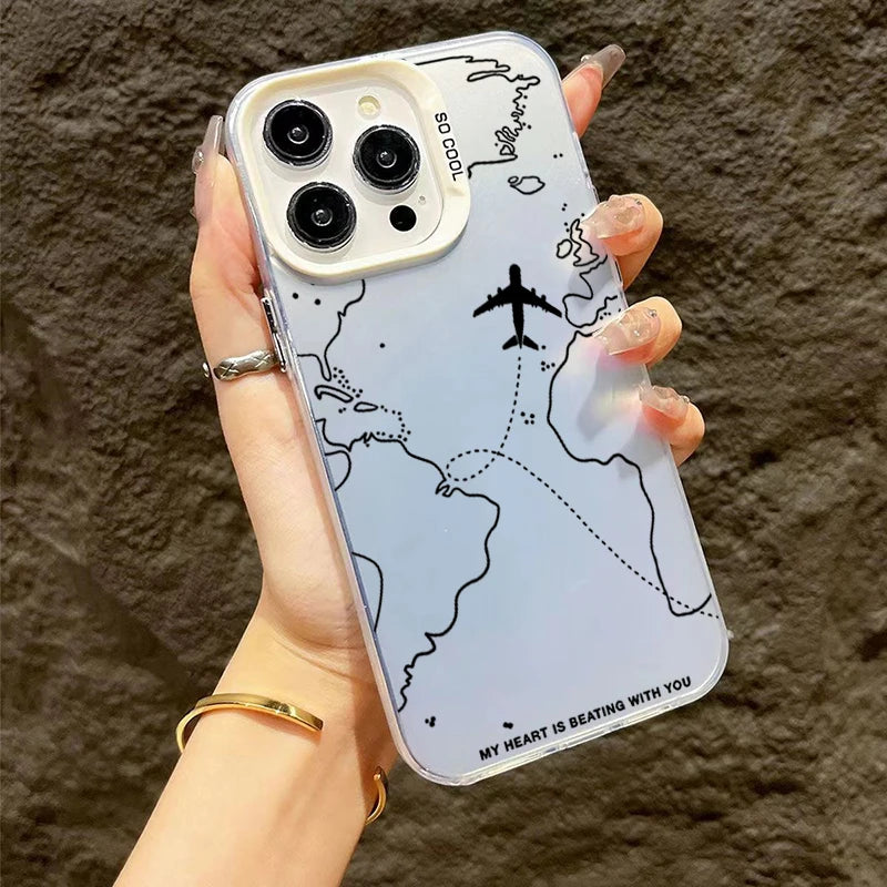 Travel-Inspired Airplane Route Design TPU Basic Case for iPhone