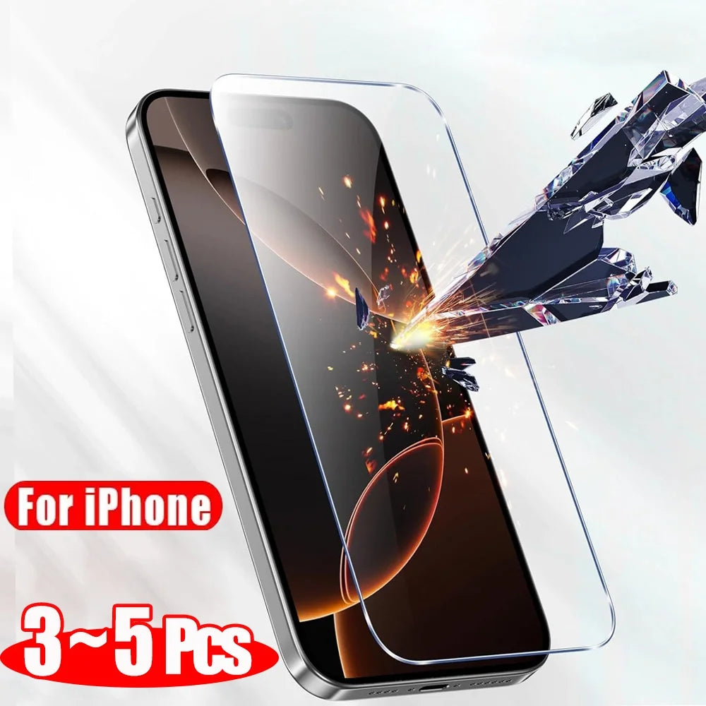 1~3 PCS protector pantalla For IPhone 16 15 14 13 12 11 Pro Max Tempered Glass iPhone 15 Pro max Screen Protector iPhone13 Mini Cristal templado iPhone14 PlusFilm iPhone15 ProMax Original Phone Film & Camera Protectors
