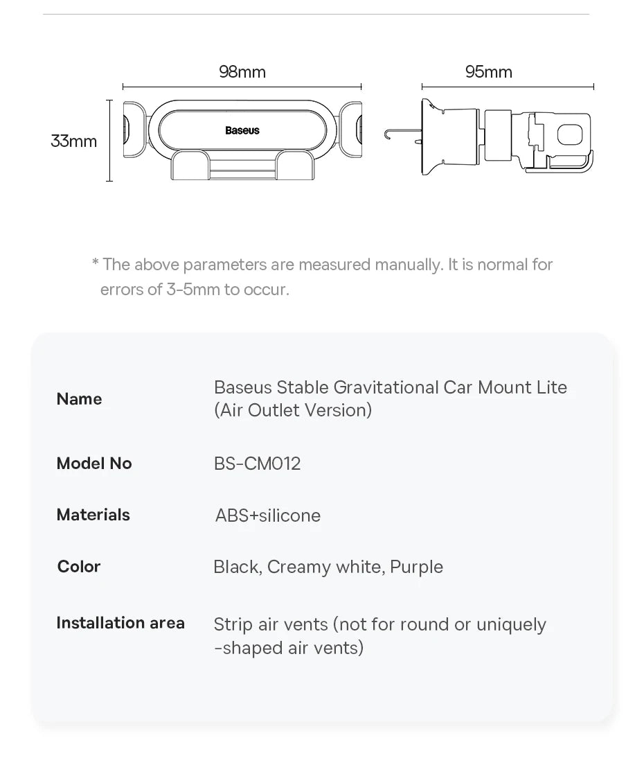 Baseus Phone Holder for Car Air Vent | Flexible Phone Stand