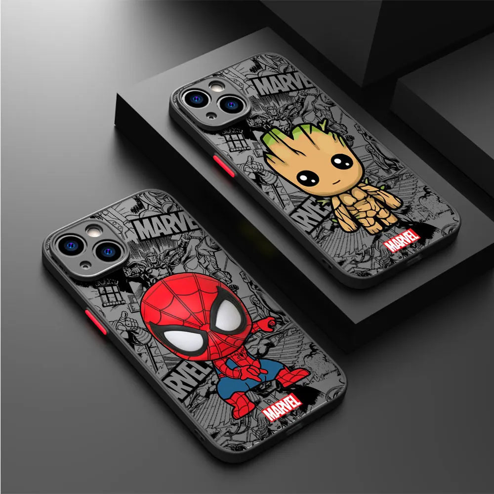 Cartoon Marvel Groot Spiderman Shockproof iPhone Armor Case