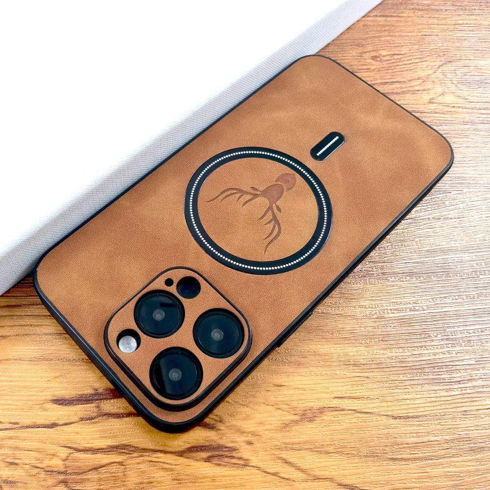 Luxury PU Leather Deer MagSafe Case iPhone 16–12 Pro