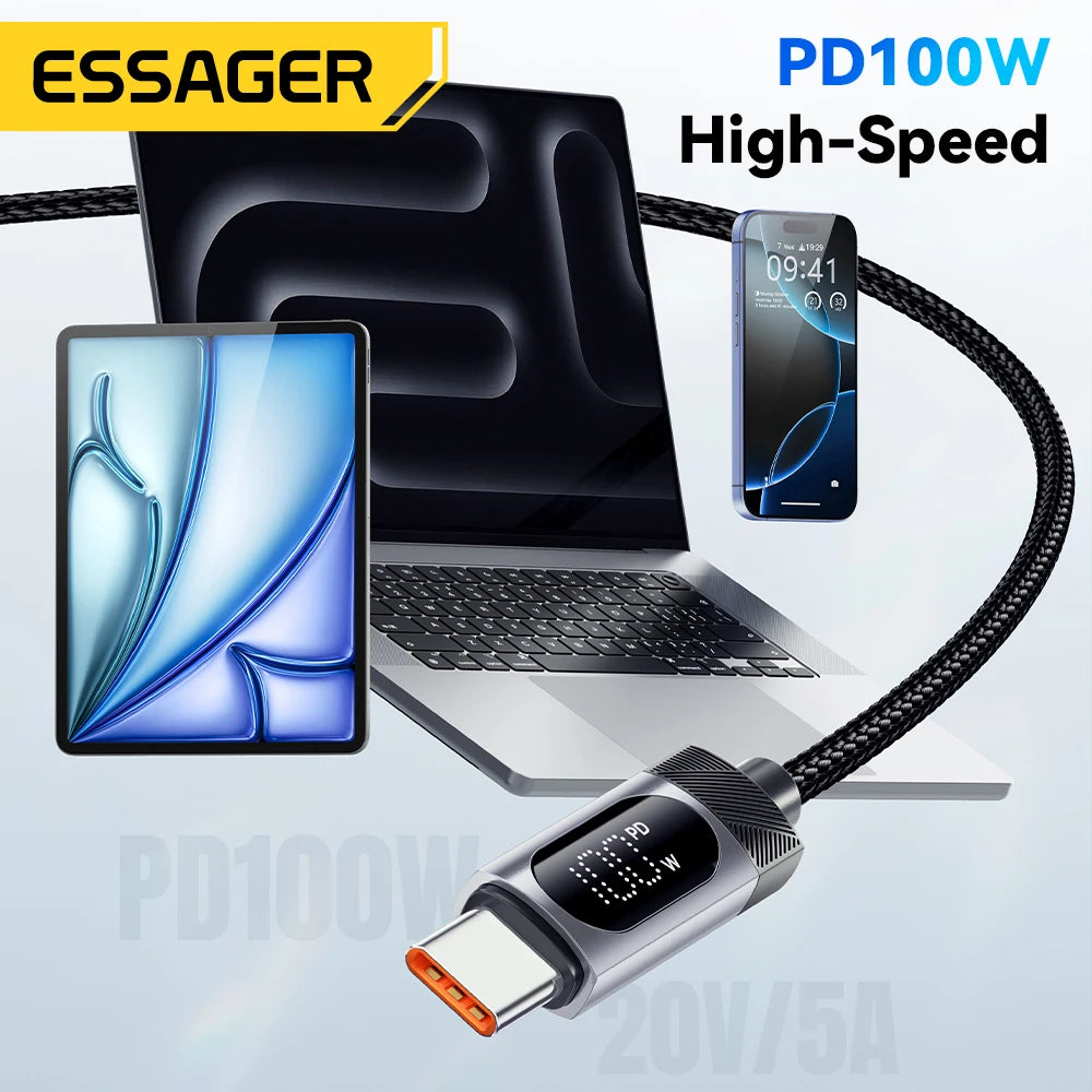 Essager Digital Dispaly USB C Cable For iPhone 16 15 100W