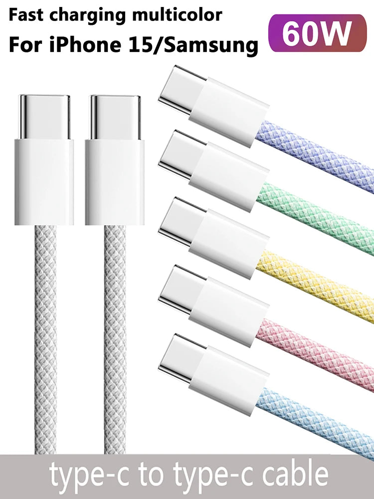 USB-C Type C Cable 60W Fast Charging iPhone Huawei Samsung