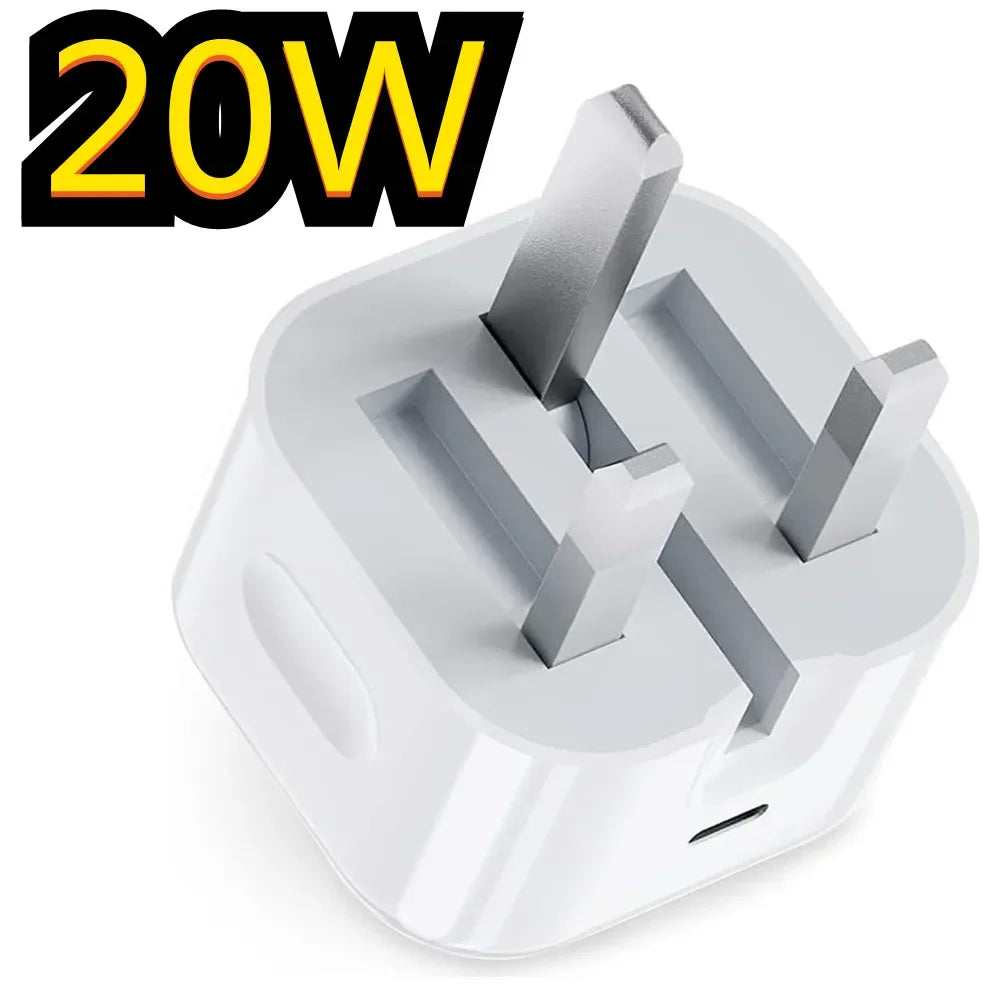 Fast USB C Power Adapter UK Plug 20W 25W iPhone Samsung