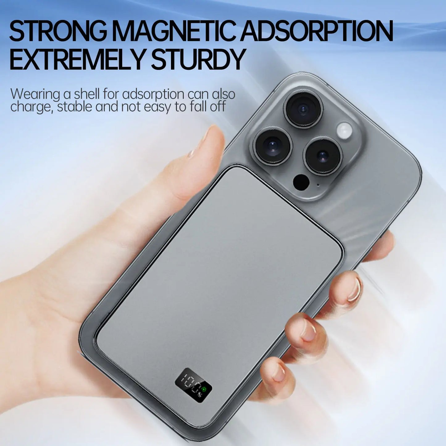 Ultra Thin Power Bank for MagSafe Magnetic Wireless Fast Charging LED Display