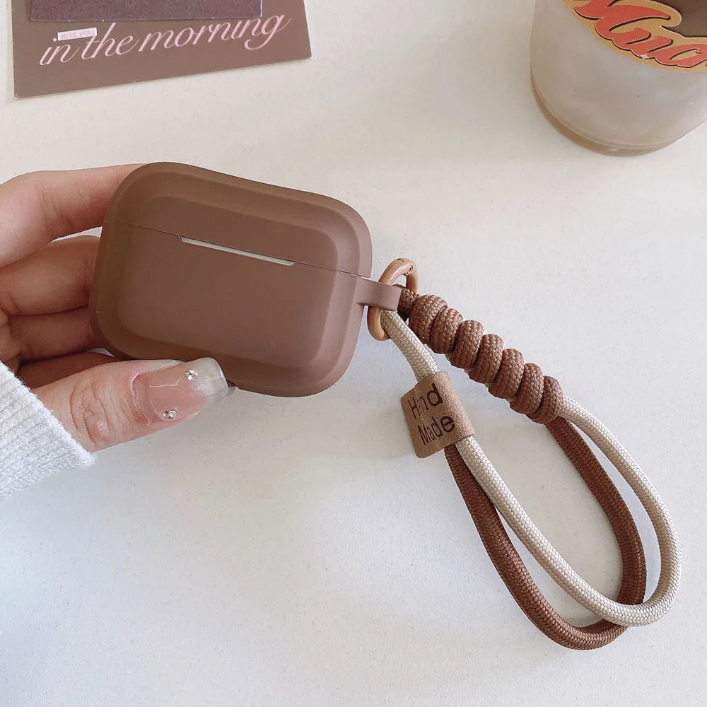 Sweet Protection: Caramel Silicone Earphone Case for AirPods 2/3/4/Pro with Stylish Bracelet