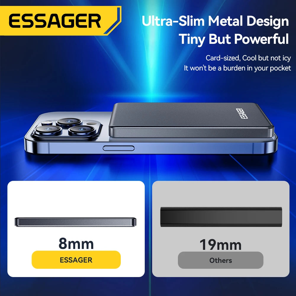 Essager Thin Wireless Power Bank Magnetic 20W 5000mAh Portable Fast Charging External Battery