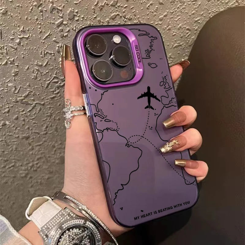 Travel-Inspired Airplane Route Design TPU Basic Case for iPhone