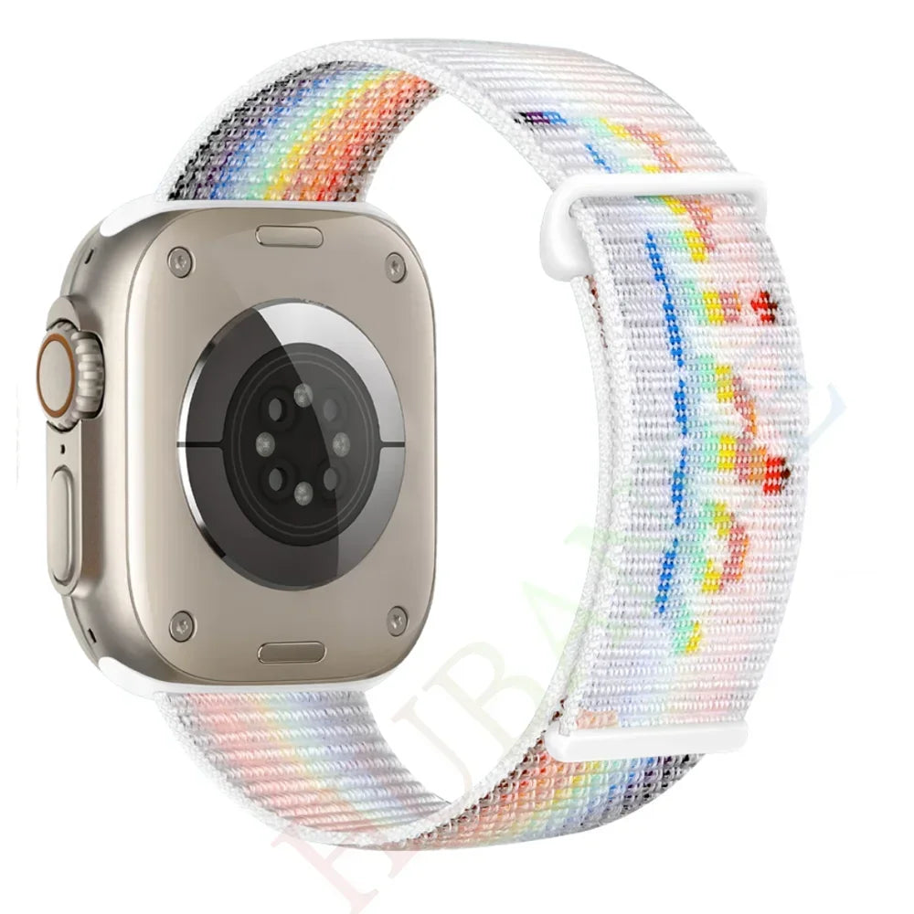 Nylon Loop Strap for Apple Watch Band 46mm 40mm 44mm 45mm 42mm 41mm 38mm Smart Belt Bracelet for IWatch Ultra 49mm 8/7/6/SE/5/4