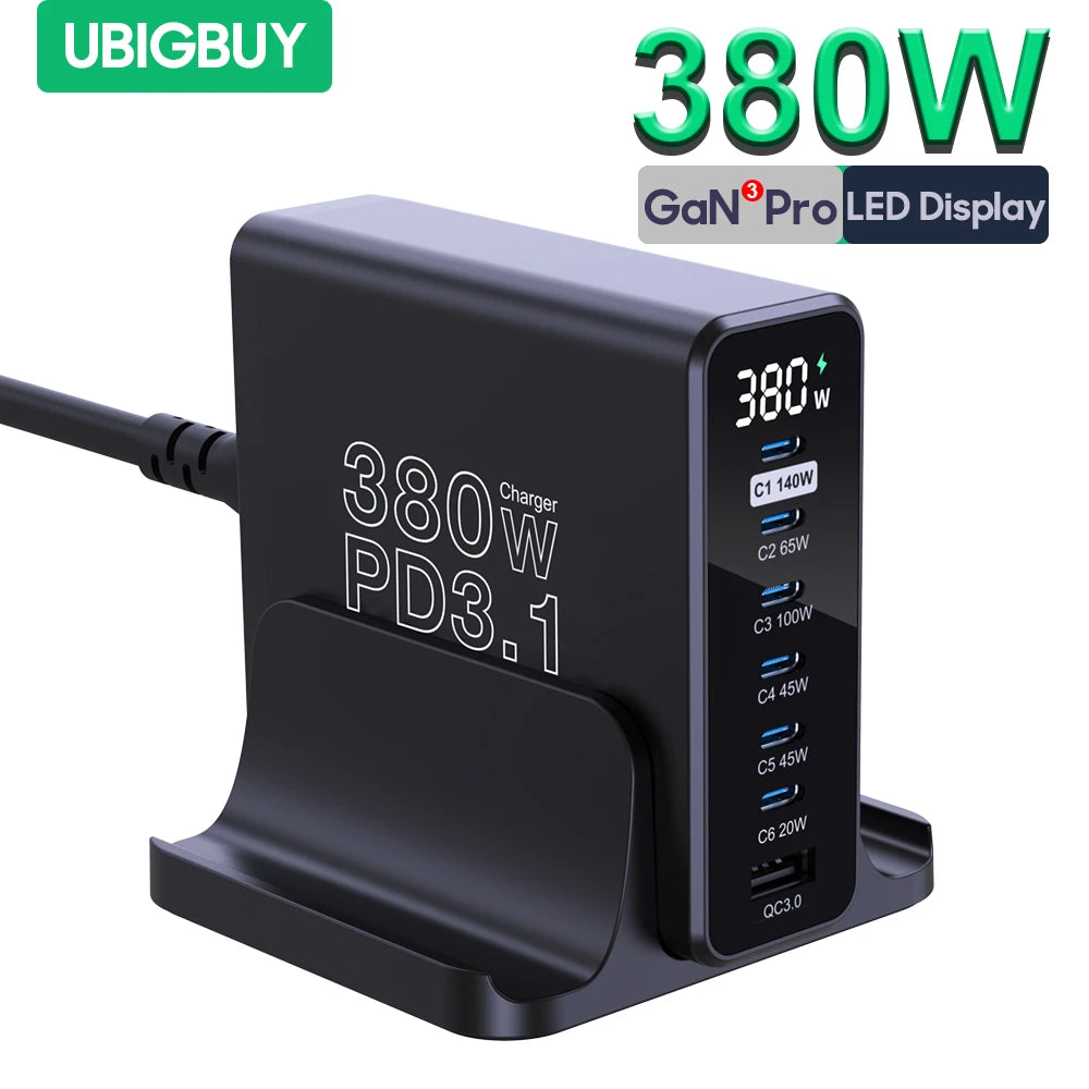 Ubigbuy 380W GaN USB C Charger Fast Charger for iPhone