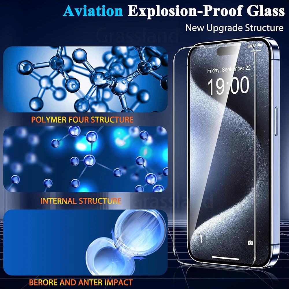 4Pcs Tempered Glass Screen Protector For iPhone Models