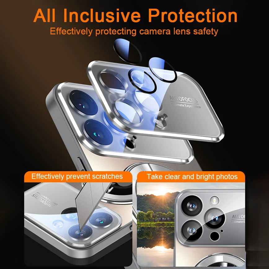 Luxury Glass Lens MagSafe Wireless Charging iPhone Case