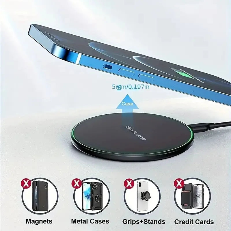 30W Wireless Charger Pad Dock Station for iPhone & Samsung
