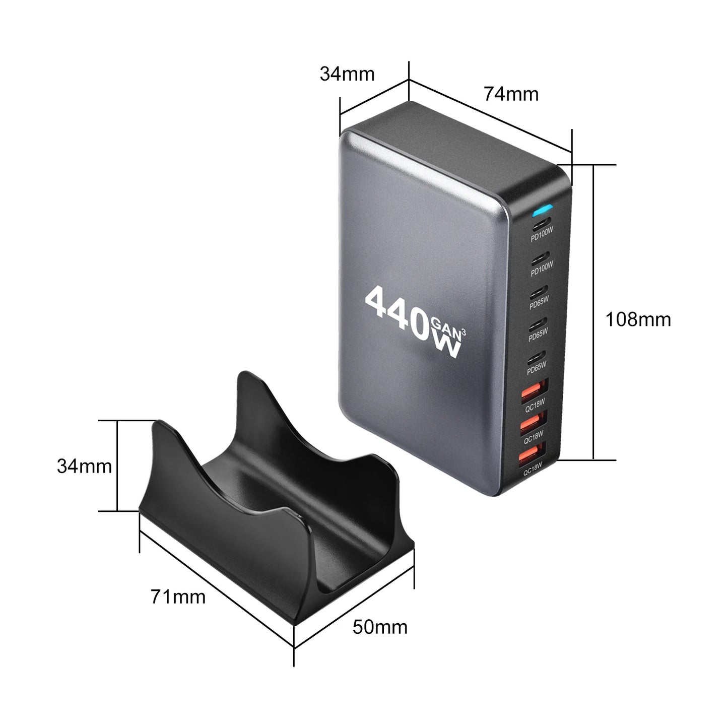 440W GaN USB C 8-Port PD Charger Fast For iPhone16 15