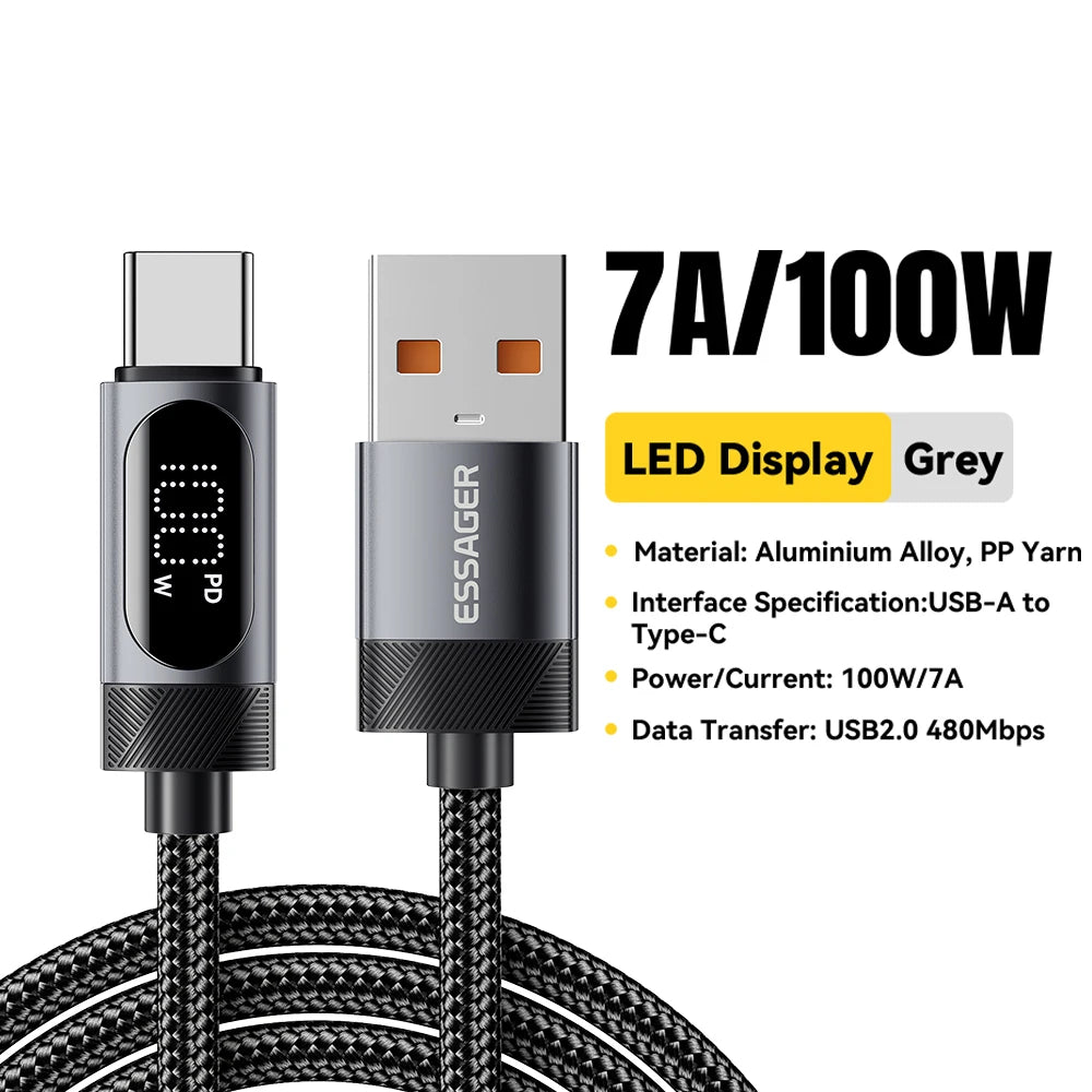 Essager Digital Dispaly USB C Cable For iPhone 16 15 100W