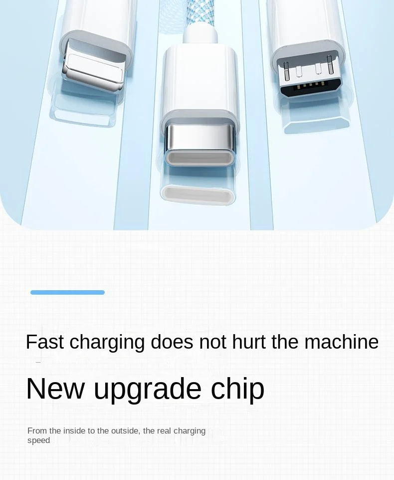 3 In 1 Fast Charging Cable 100W USB Type C Charger Wire