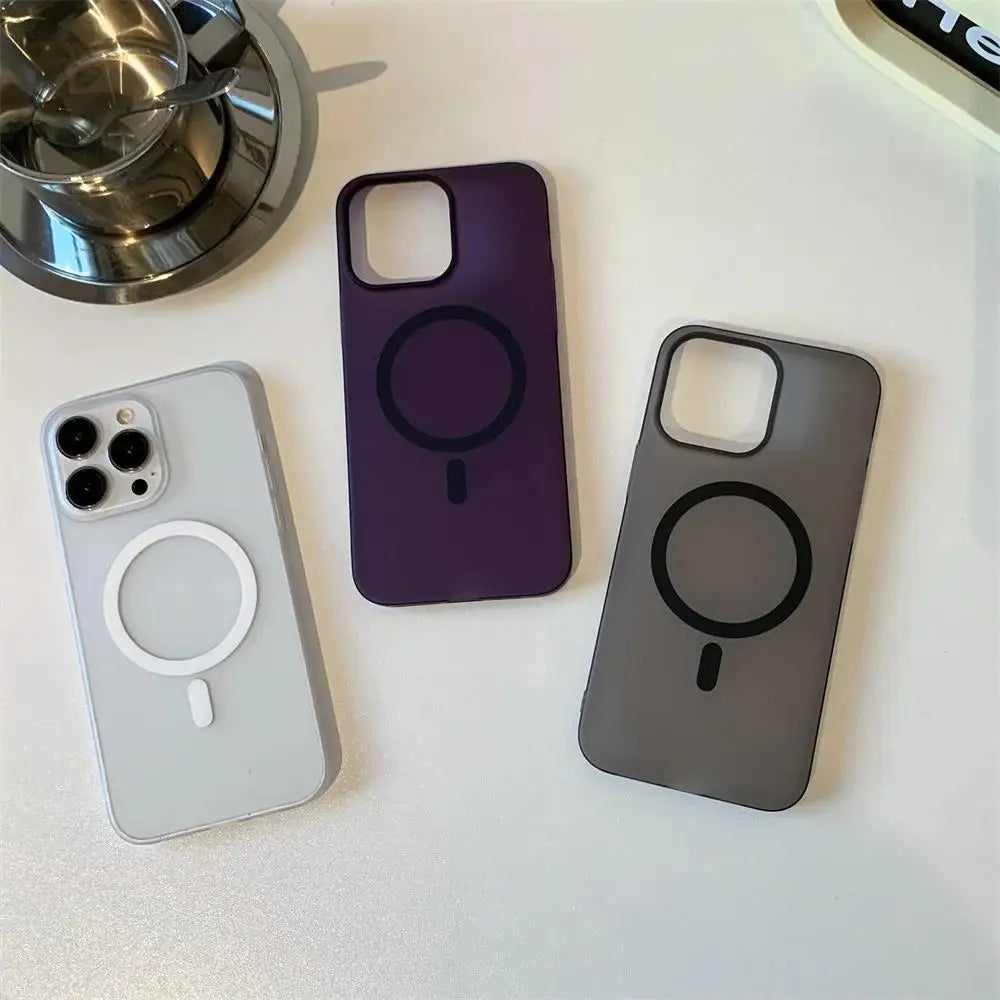 Matte Ultra-Thin iPhone MagSafe Case Shockproof Translucent