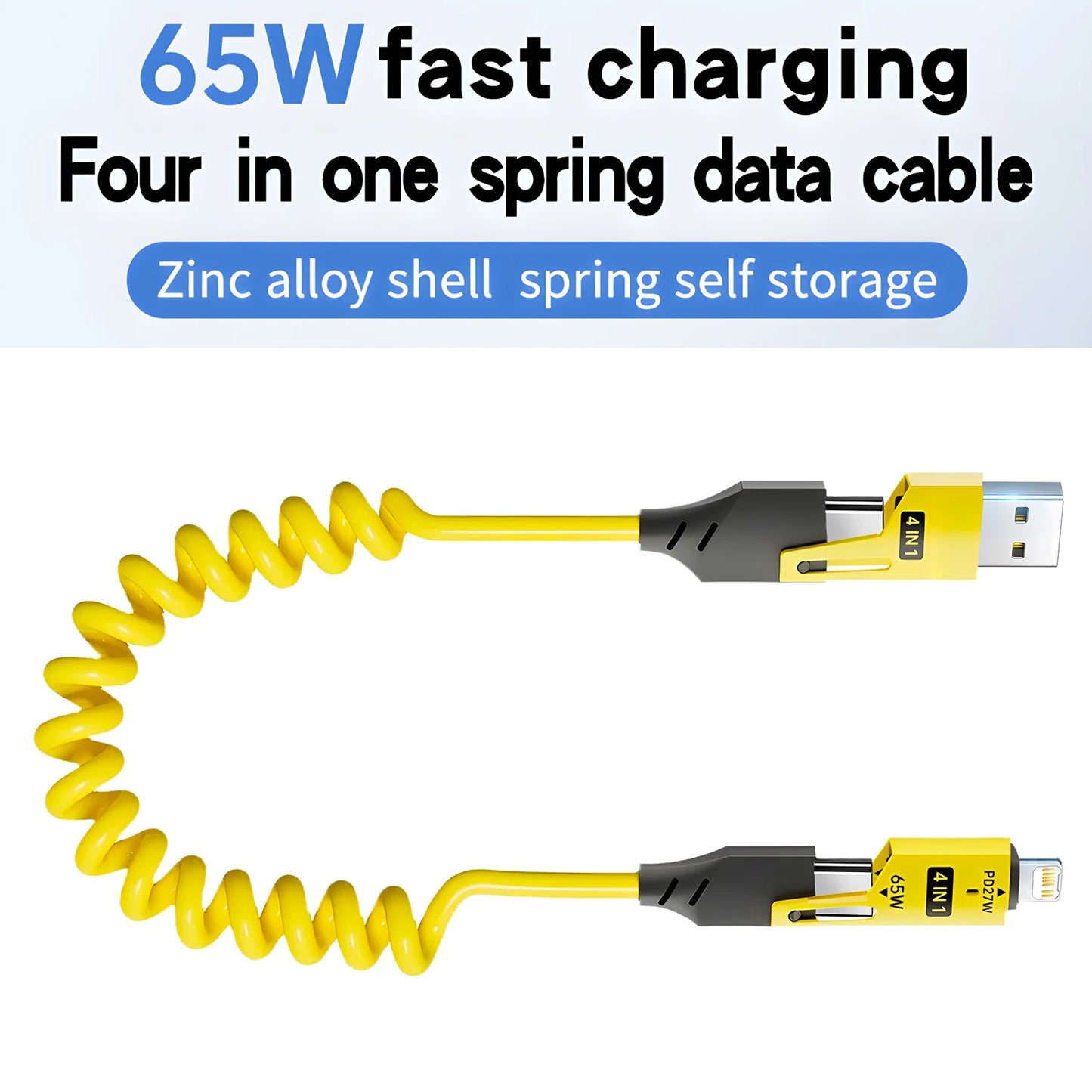 Zinc Alloy USB-C 4IN1 65W Fast Charging Cable for Phones PD
