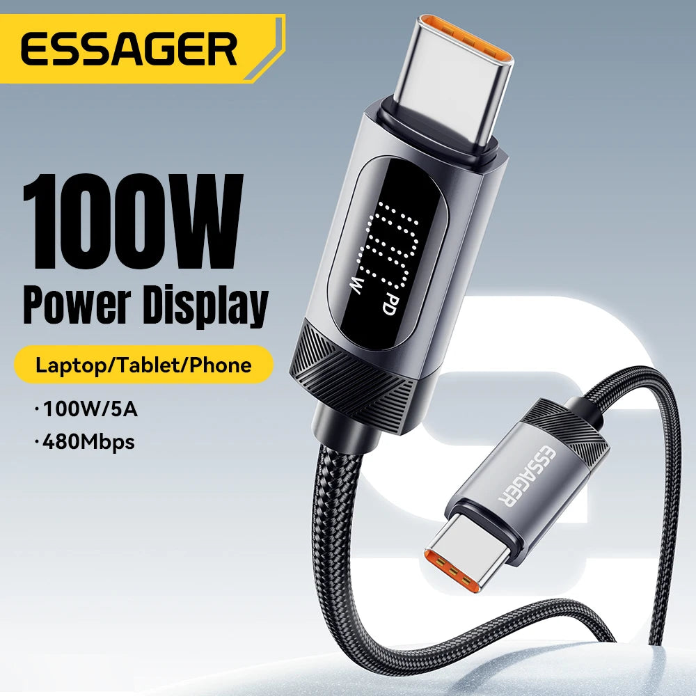 Essager Digital Dispaly USB C Cable For iPhone 16 15 100W