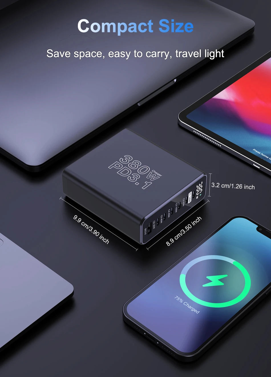 Ubigbuy 380W GaN USB C Charger Fast Charger for iPhone