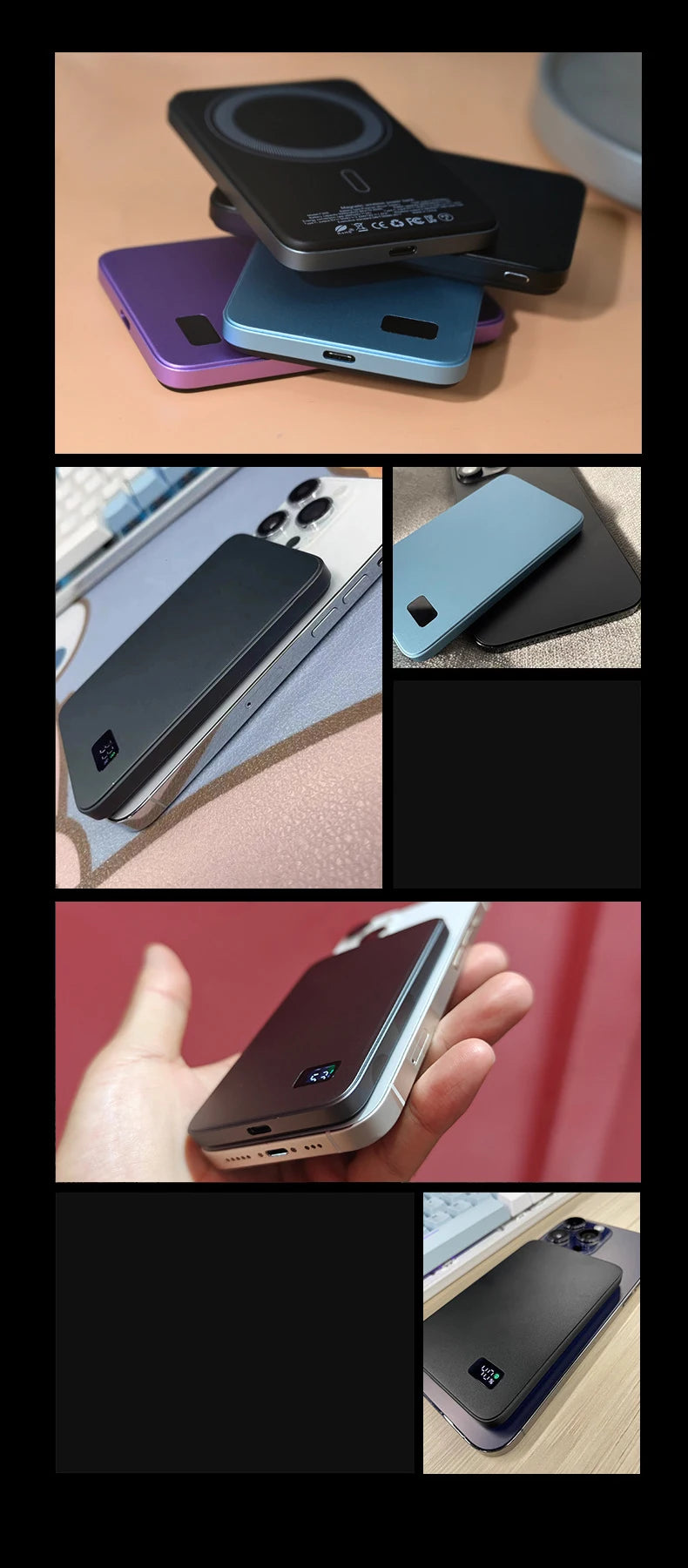Ultra Thin Power Bank for MagSafe Magnetic Wireless Fast Charging LED Display
