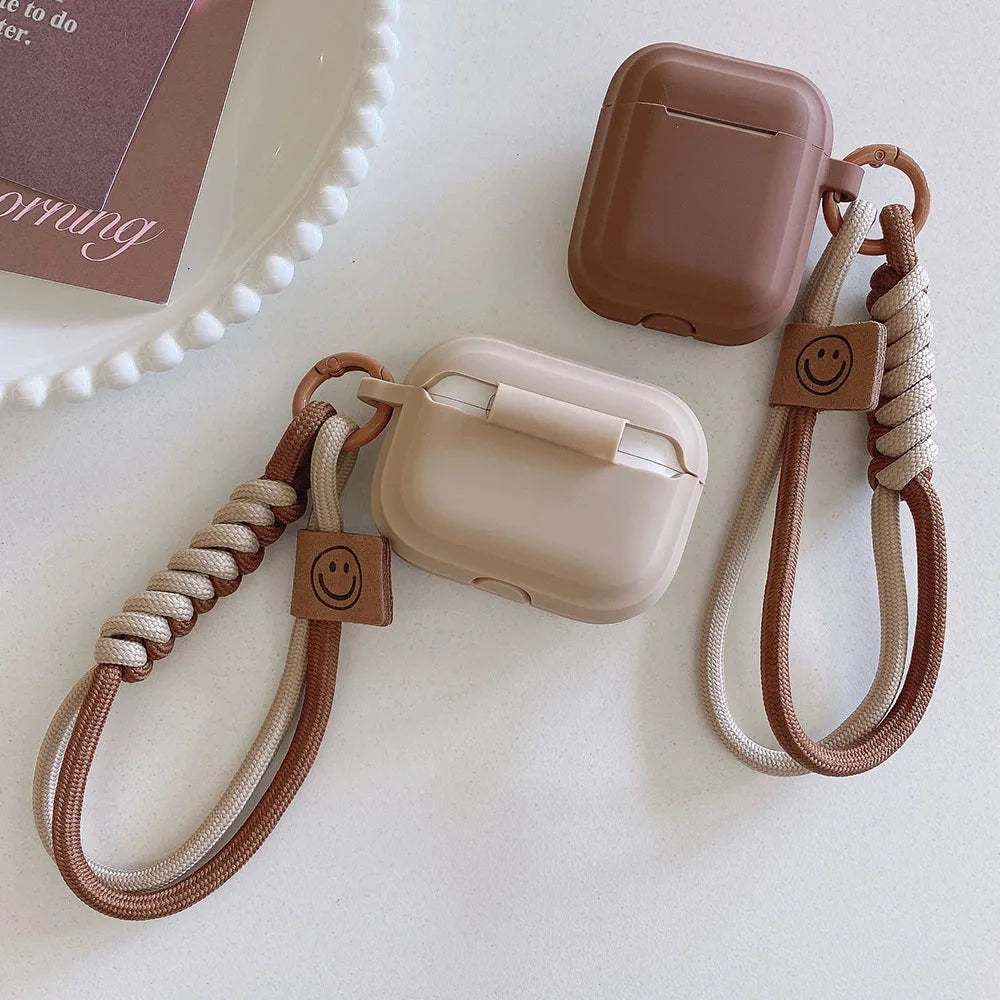 Sweet Protection: Caramel Silicone Earphone Case for AirPods 2/3/4/Pro with Stylish Bracelet