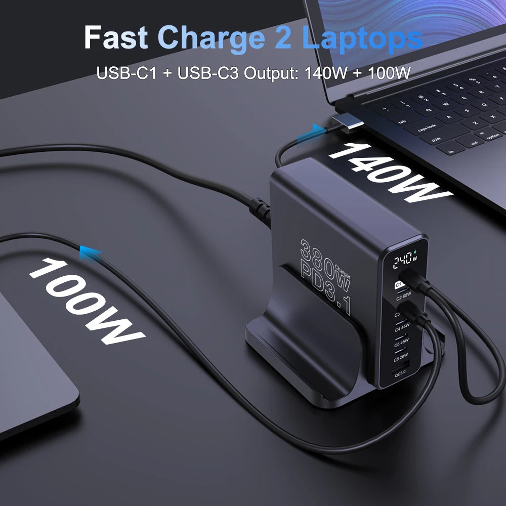 Ubigbuy 380W GaN USB C Charger Fast Charger for iPhone