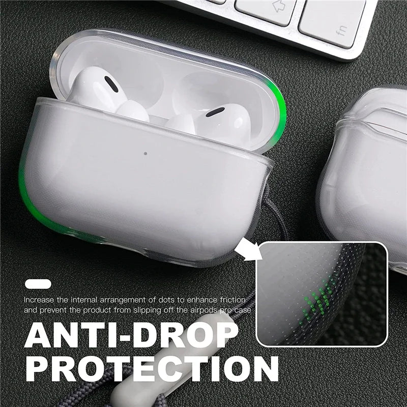 Clear Soft TPU AirPods Pro 2 Case with Lanyard Strap