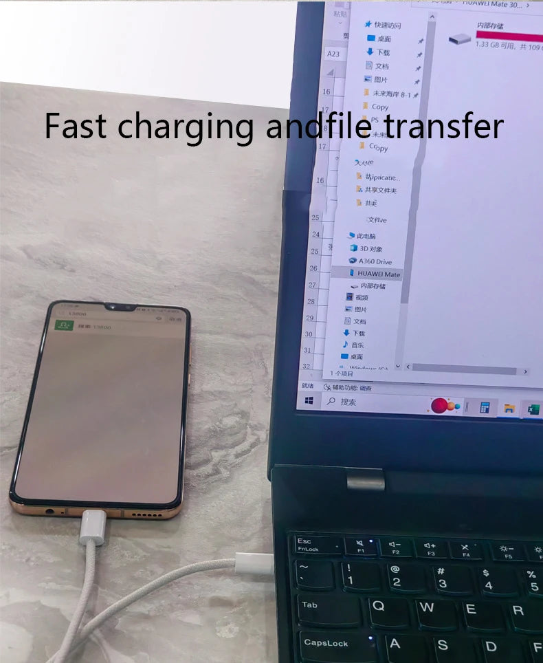 USB-C Type C Cable 60W Fast Charging iPhone Huawei Samsung