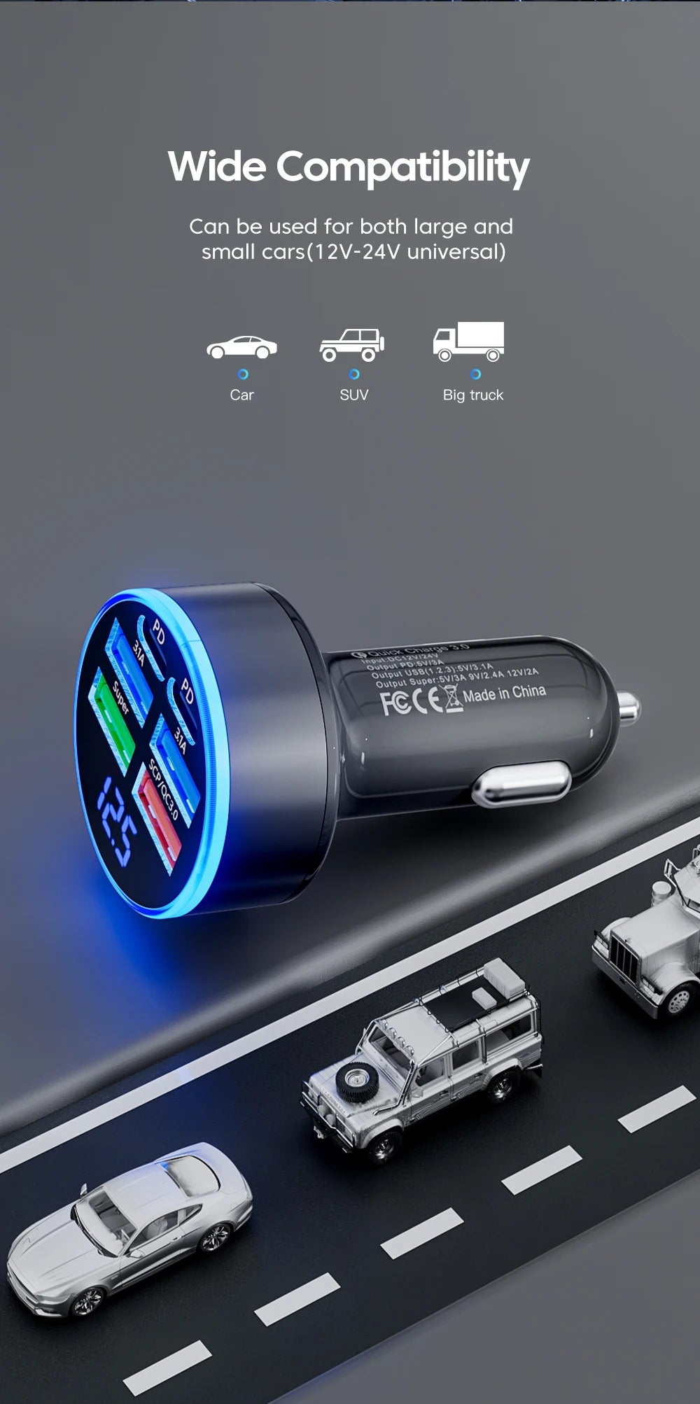 100W 6 Ports Car Charger USB Type C PD QC3.0 Fast Charger