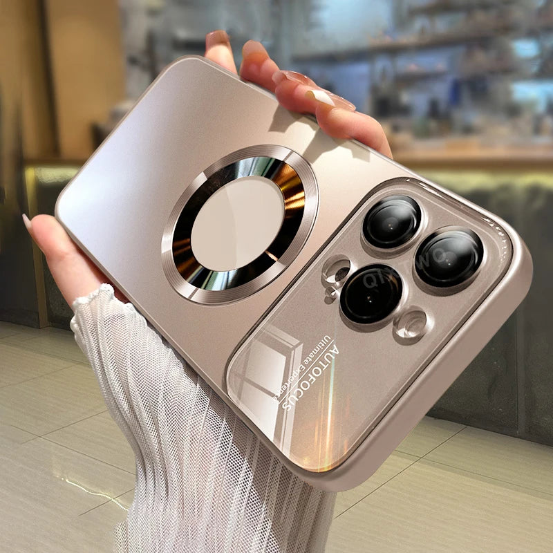 Luxury Glass Lens MagSafe Wireless Charging iPhone Case