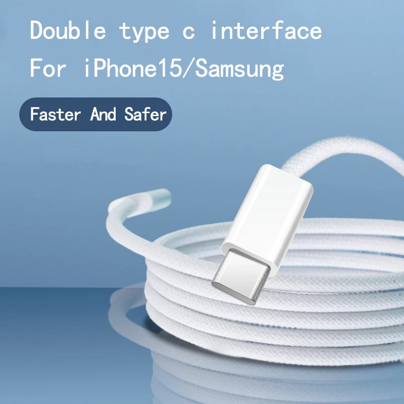 USB Cable For iPhone Fast Charging USB Type C Braided 60W