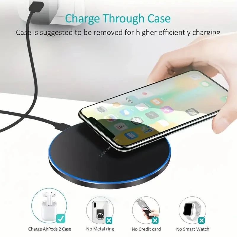 30W Wireless Charger Pad Dock Station for iPhone & Samsung