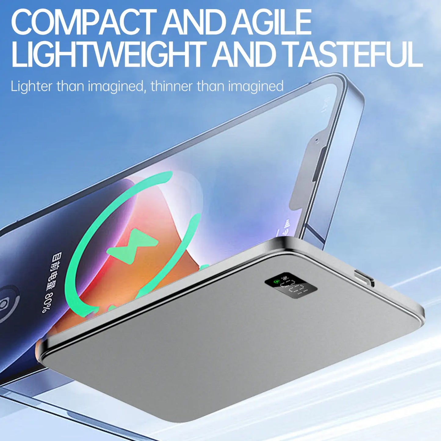 Ultra Thin Power Bank for MagSafe Magnetic Wireless Fast Charging LED Display