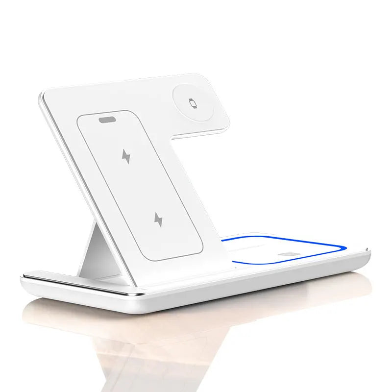 30W LED Fast Wireless Charger Stand 3 in 1 Foldable Station