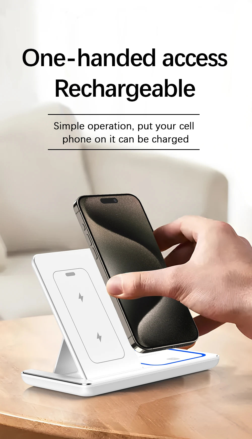 30W LED Fast Wireless Charger Stand 3 in 1 Foldable Station