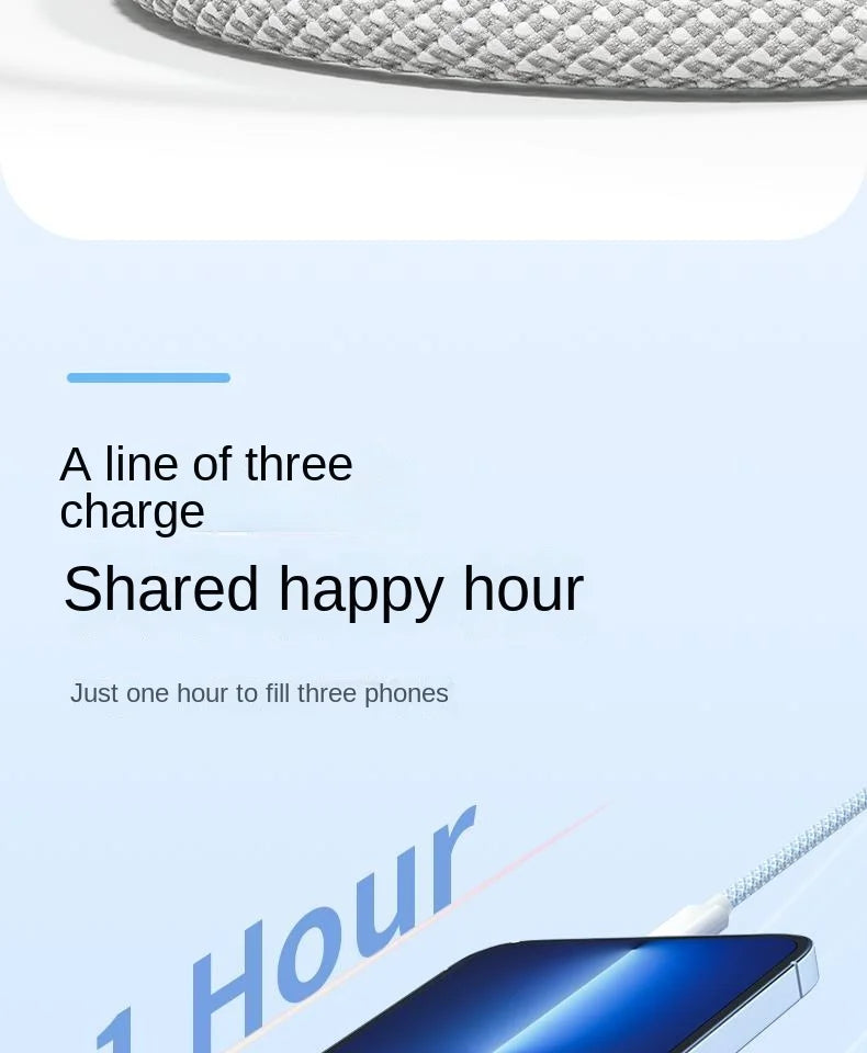 3 In 1 Fast Charging Cable 100W USB Type C Charger Wire