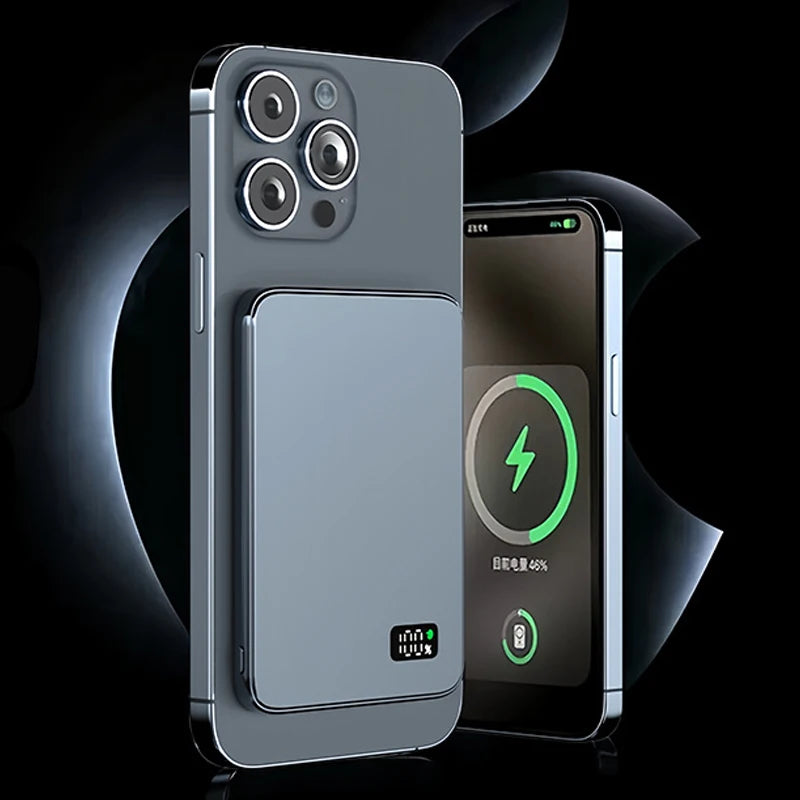 Ultra Thin Power Bank for MagSafe Magnetic Wireless Fast Charging LED Display
