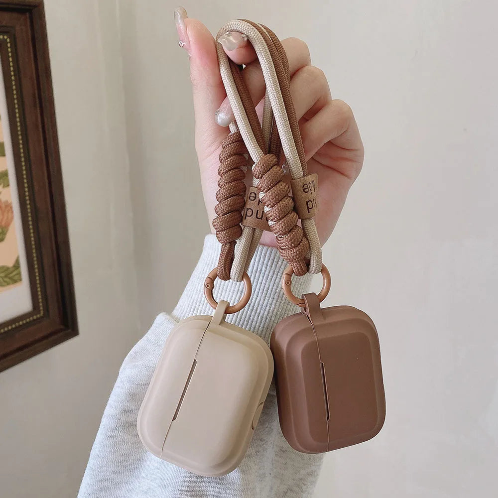 Sweet Protection: Caramel Silicone Earphone Case for AirPods 2/3/4/Pro with Stylish Bracelet