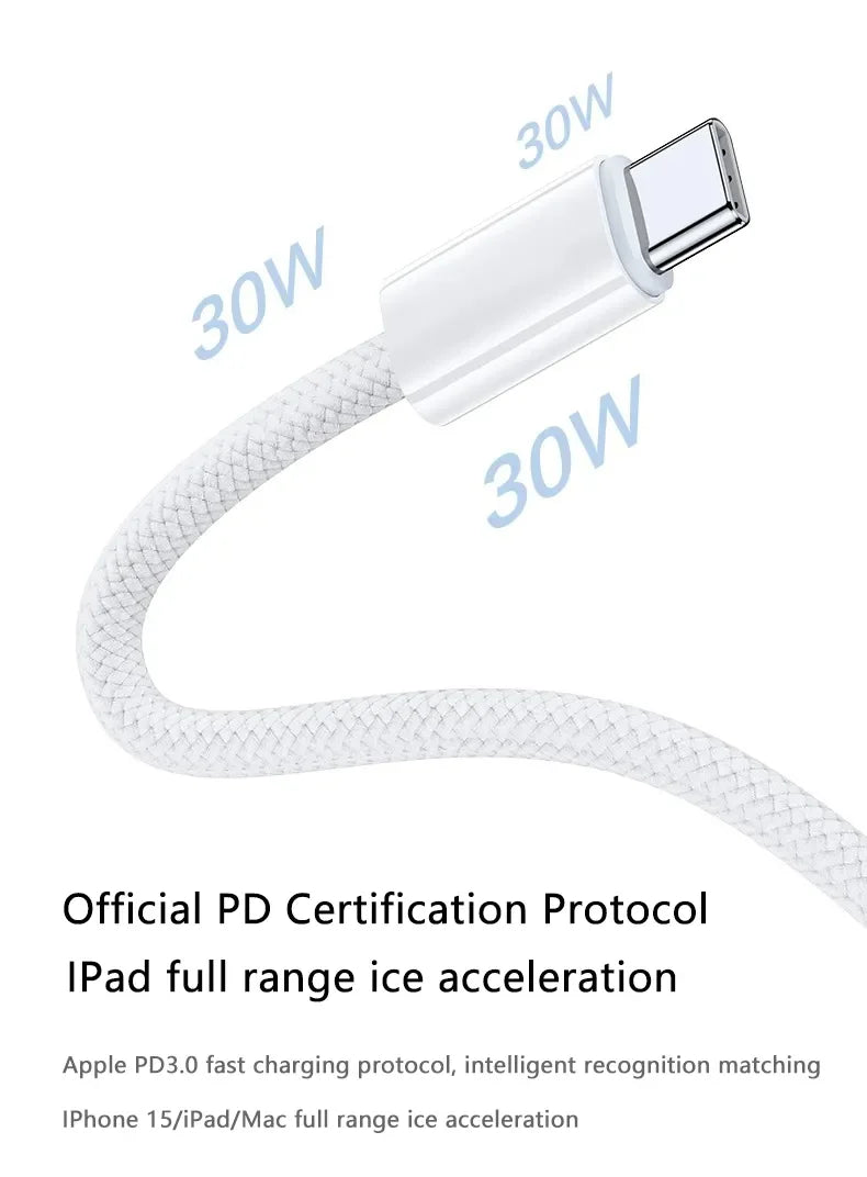 Original USB-C Cable For iPhone Fast Charging Type C Cable