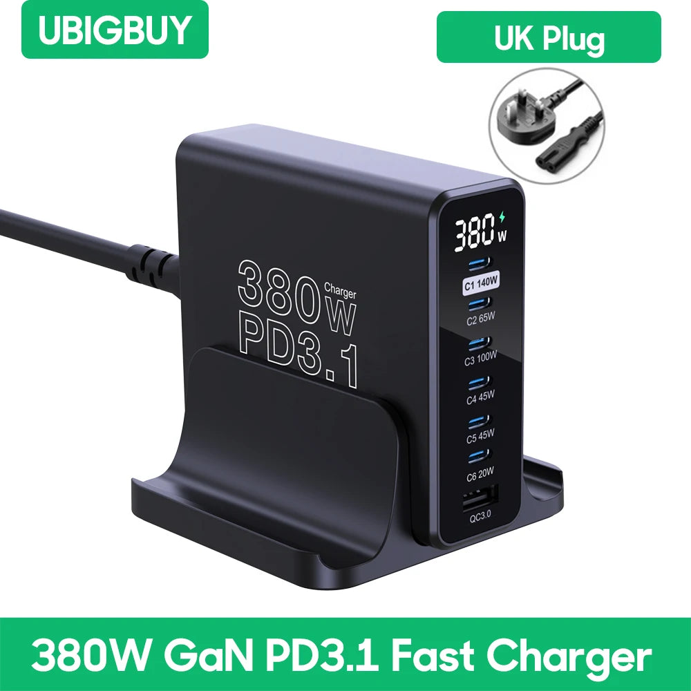 Ubigbuy 380W GaN USB C Charger Fast Charger for iPhone